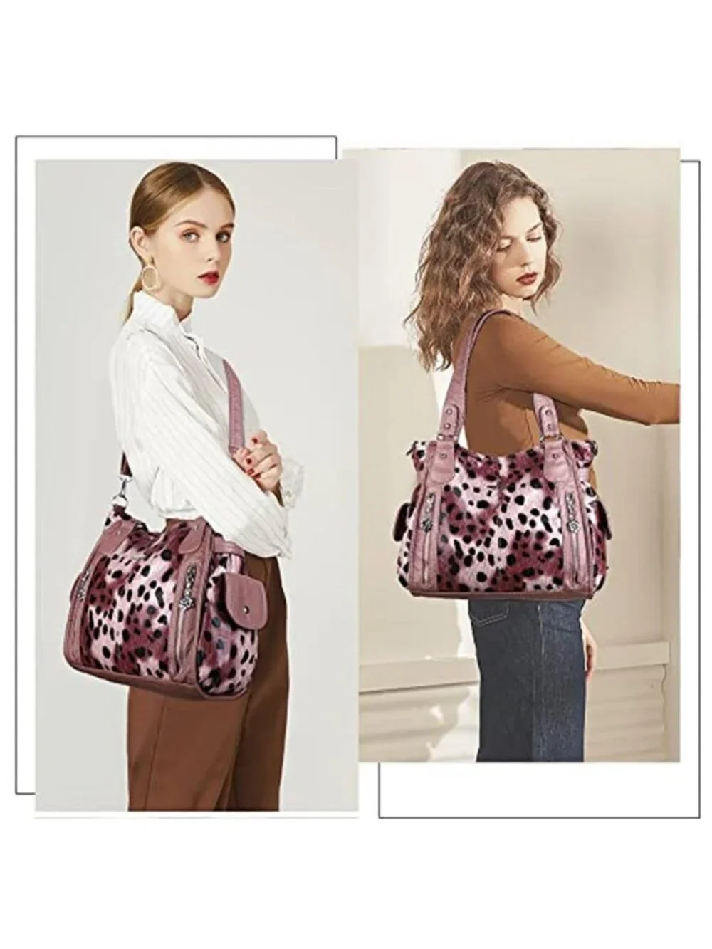 Womens Vegan Leather Crossbody Bag Shoulder Purse Multi Pocket Hobo Handbag